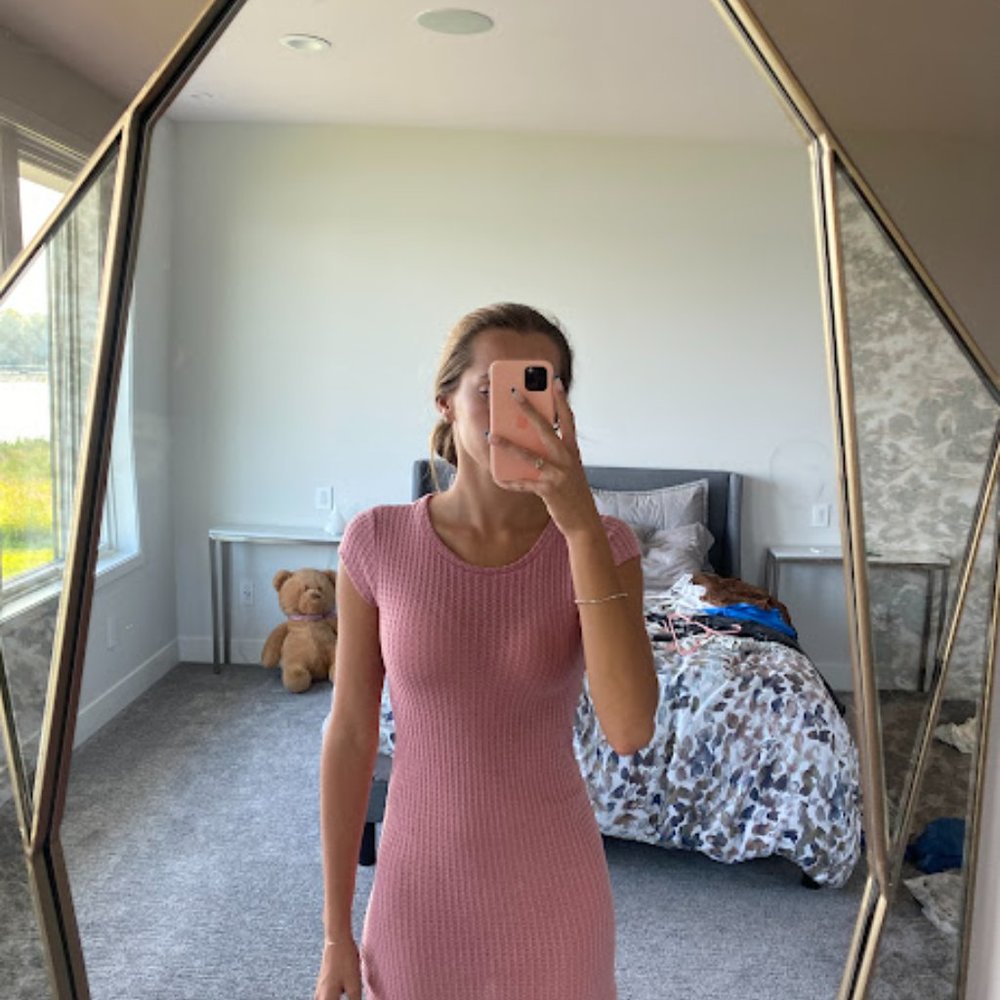 Forever 21 Slim fit Pink Waffle Knit Dress - Picture 3 of 5